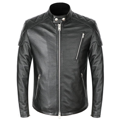 New Genuine Leather Jacket Men Motorcycle Cowhide Jacket Slim Street Fashion Man Clothes Black Biker Zipper Coat