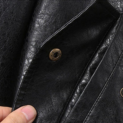 Leather Jacket Slim Fit Coat Men Stand Collar PU Coats Biker Jackets Casual Motorcycle Faux Fur Jacket Fleece